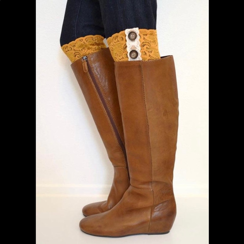 Gold Mustard Lace Boot Cuffs